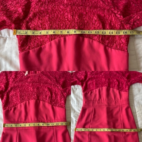 IMPERIAL Italian Bell Sleeve Fuchsia Lace Sheath Dress Size Medium - Picture 13 of 16